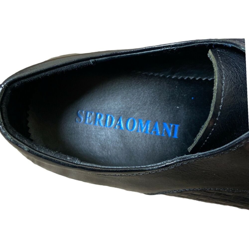 Serdaomani Men’s Black Leather Point Dress Shoes 7.5 EU 40 - Picture 4 of 8